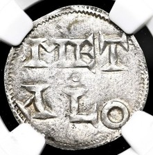 NGC AU Charles the Simple 900-1100 Carolingian France Immobilized SILVER Denier