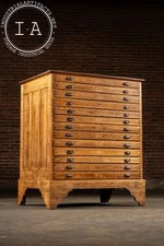 Massive Early 20th Century Oak 13-Drawer Flat File Cabinet