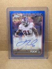 2024 Topps Chrome - Autographs Justin Tuck #BA-JTU Blue Refractor /150 (AU)