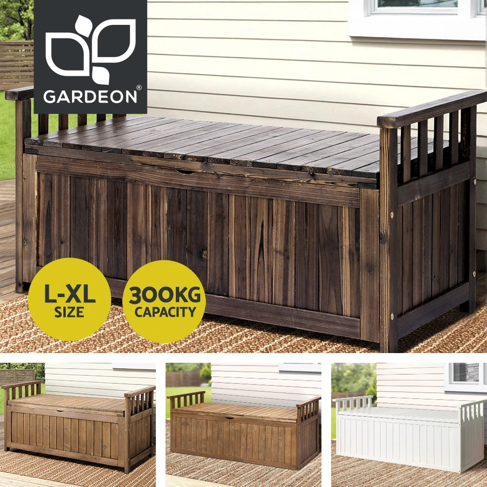 Gardeon Outdoor Storage Box Garden Bench Wooden Chest Toy Tool Sheds Furniture