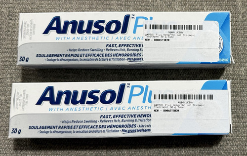 2 Pack ANUSOL PLUS Hemorrhoidal Ointment Cream 30G Fast Relief Medicine NEW LOT
