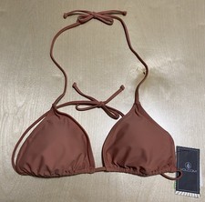 Volcom Women  s Size Large Removable Cup Adjustable Halter Pink Bikini Swim Top