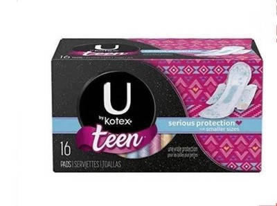 U By Kotex Pads Teen 16 Count 