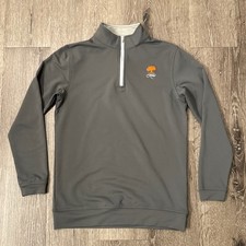 Peter Millar Pullover Kids M Gray Kiawah Island Golf 1/4 Zip Performance Stretch