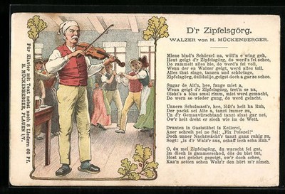 Lied-AK Hilmar Mückenberger: D´r Zipfelsgörg, Walzer von H. Mückenberger, Mann  