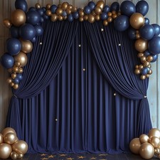 10x10ft Navy Blue Wrinkle Free Backdrop Curtain 2 Panels Drapes Wedding