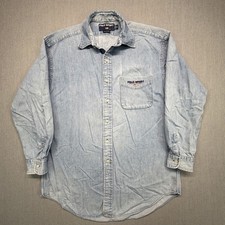 Vintage Ralph Lauren Sport Denim Button Down Shirt With Polo Logo Size M