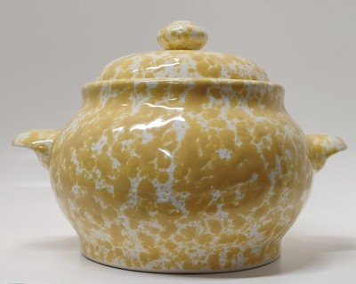RARE Bennington Potters Soup Tureen Yellow Agate Morning Glory VT Pottery 4 Qt 