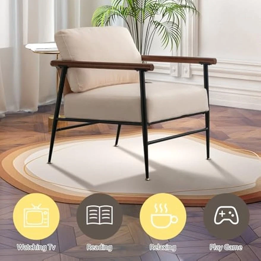 Silla acento moderna de mediados de siglo CANMOV, sillón elevado para sala de estar Foto 4 de 4