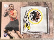 CAM NEWTON 2011 Topps #1 Draft Pick Rookie Patch RC Logo /1074 SP Redskins  