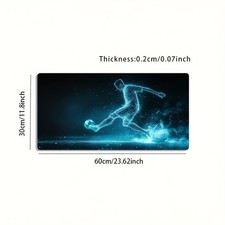 1 Large Esports Gaming Mouse Pad  Blue Tech-Inspired Soccer Player Dynamic Pa
