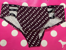 NEW 2018 Victoria Secret PINK Tanga Cheekster Triple Logo Band Panty L Cotton