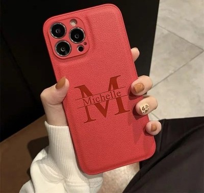 Personalized Initials Name Case For iPhone 17 16 15 14 13 Pro Max Leather Cover