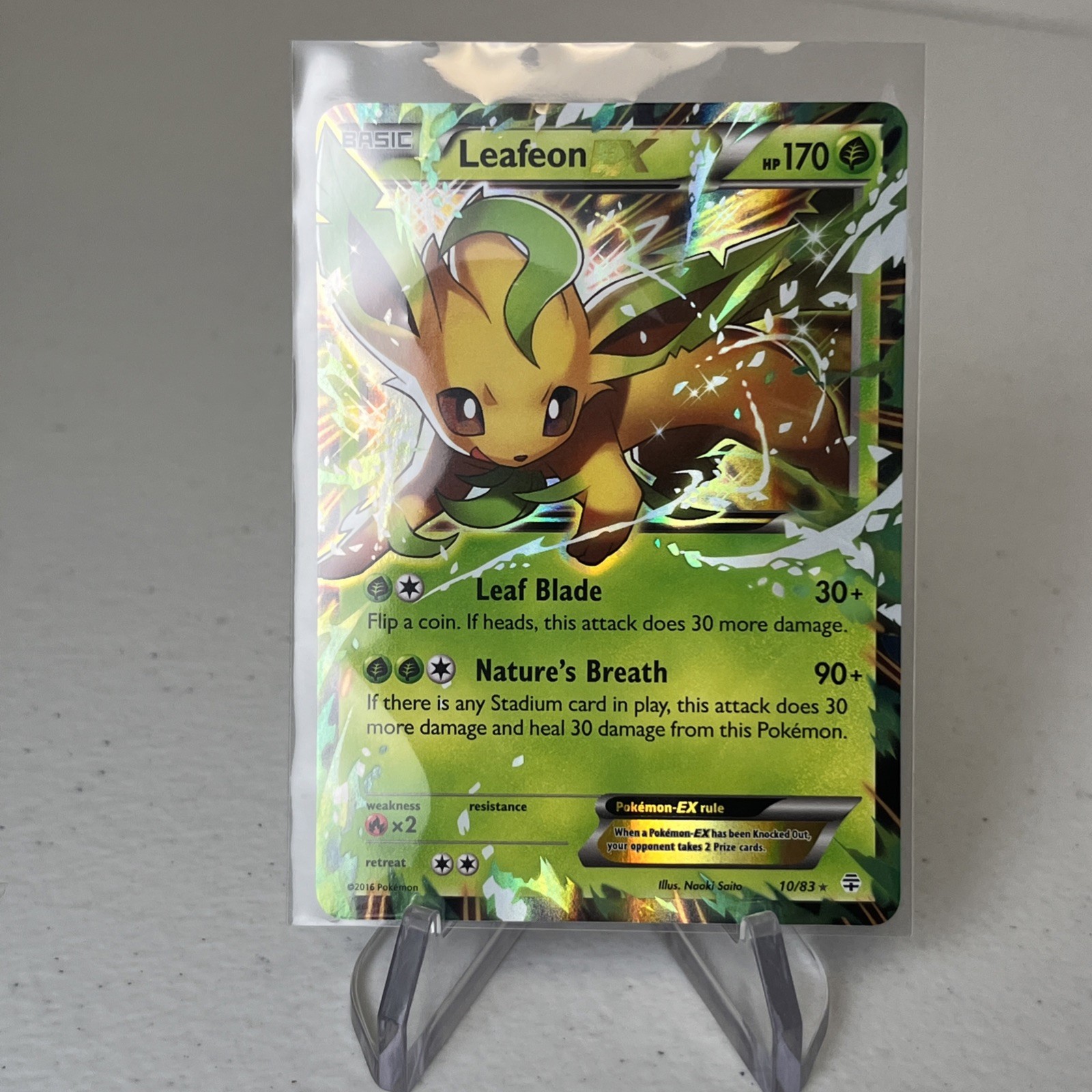 Pokémon TCG Leafeon EX Holo Rare Card 10/83 XY Generations