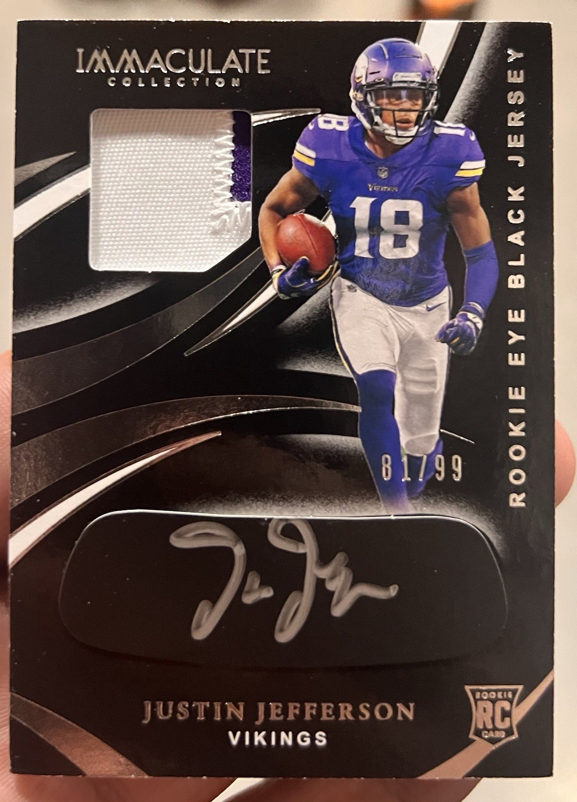 Justin Jefferson 2020 Panini Immaculate - Rookie Eye Black Jersey Auto /99!