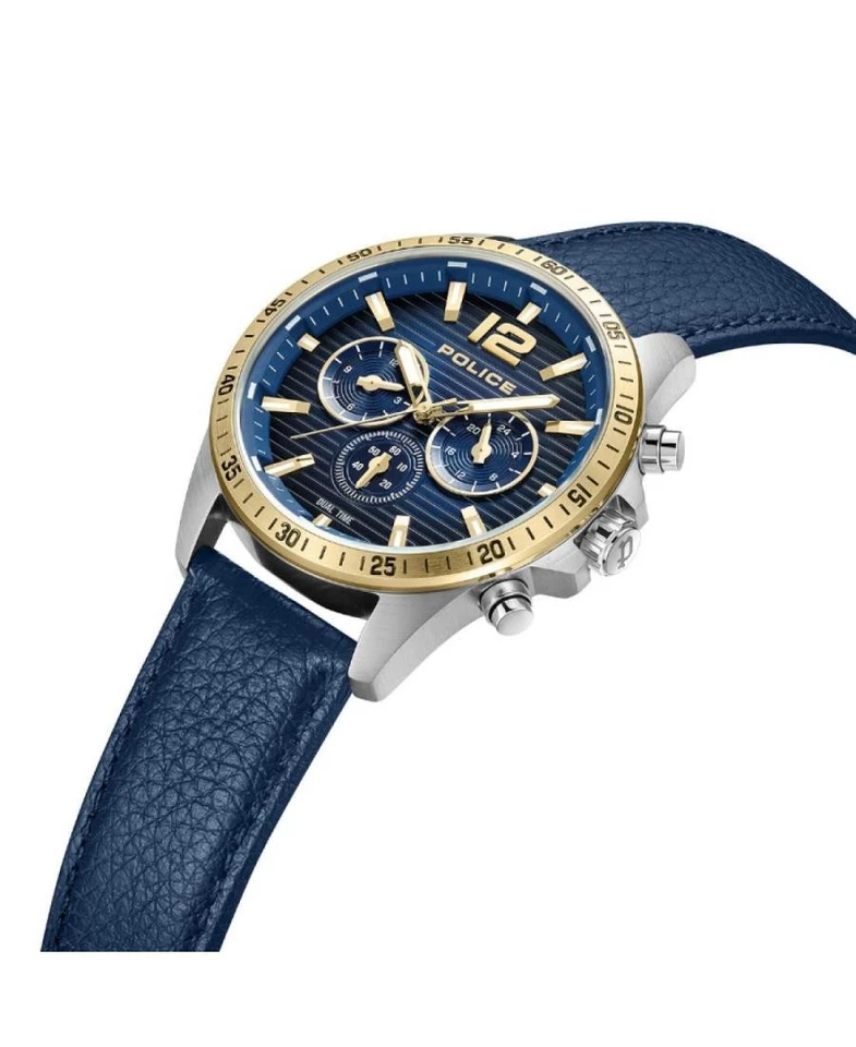 Reloj informal de cuarzo analógico POLICE para hombre clásico vestido esfera azul impermeable redondo 4 Foto 4 de 4