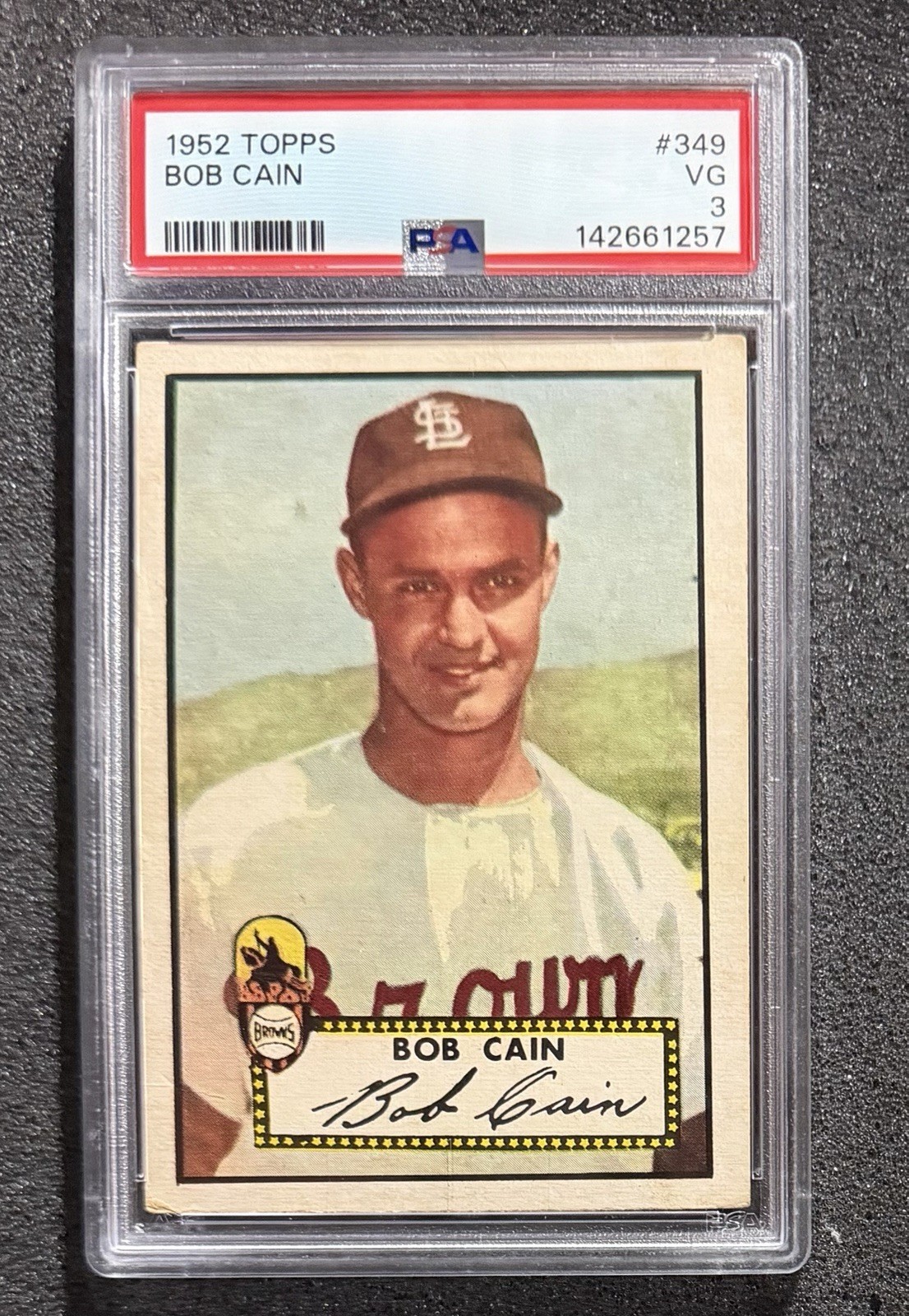 1952 Topps - #349 Bob Cain - PSA 3 (Newly Graded) view 1
