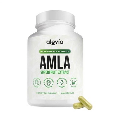 2 X Alevia Organic Amla Capsules 1000mg Indian Gooseberry Antioxidant Supple 60c