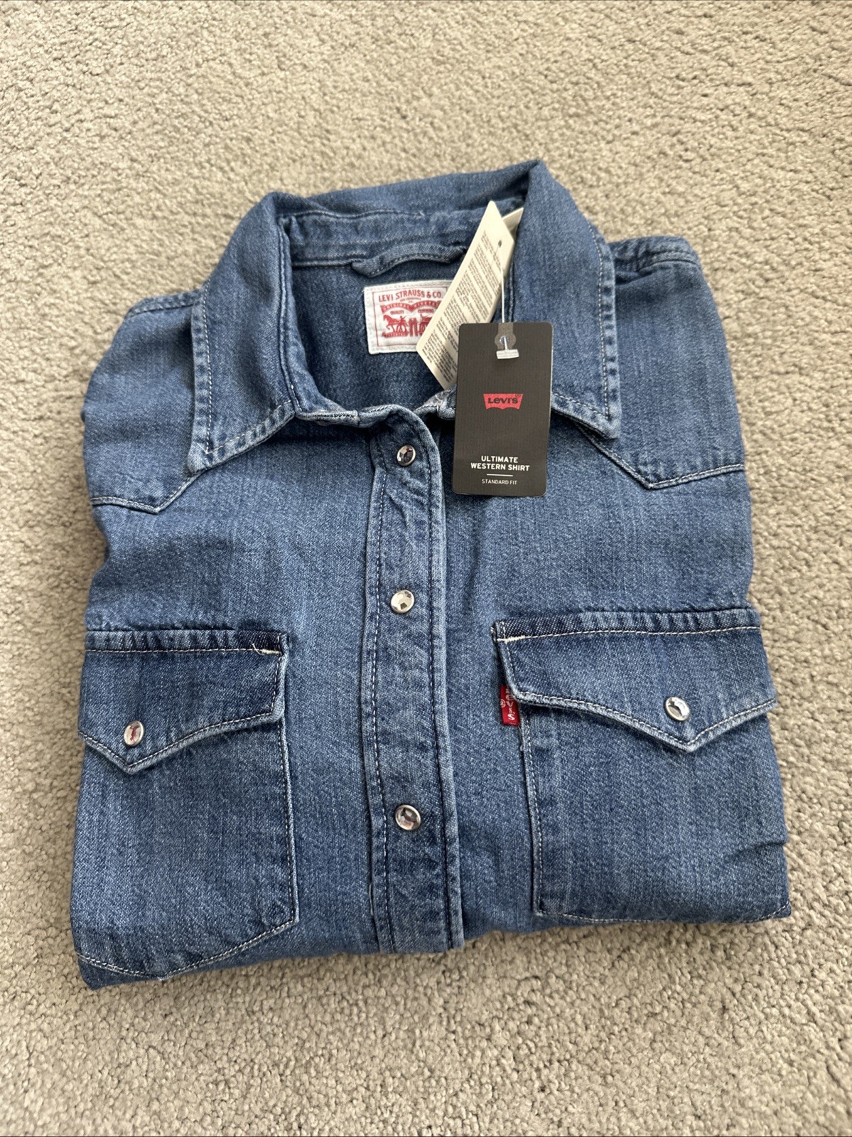 Levi's Denim Western Shirt Pearl Snap Rhinestones Long Sleev