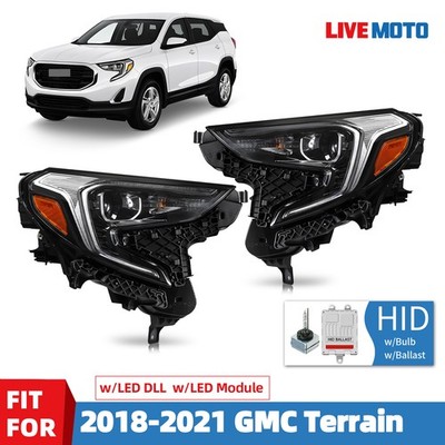 HID/Xenon Headlight For 2018-2021 GMC Terrain w/Bulb w/Ballast Left+Right Pair