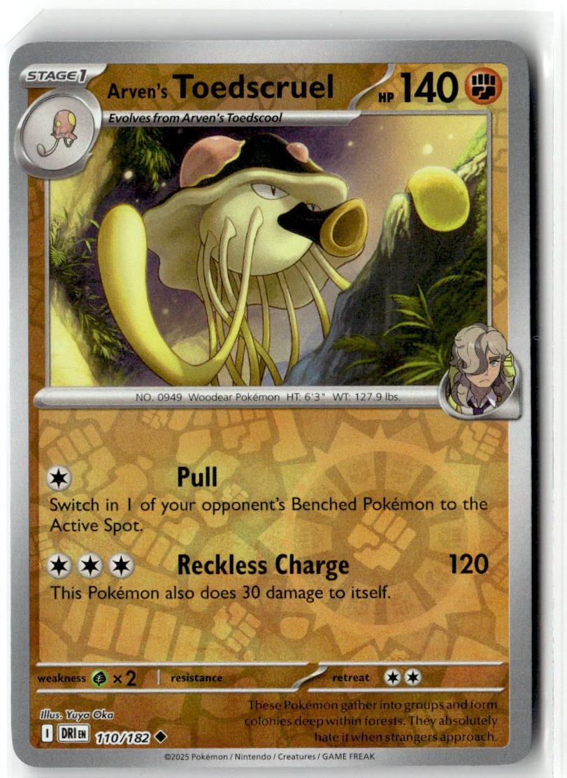 Arven's Toedscruel 110/182 Uncommon Destined Rivals Pokemon Reverse Holo NM/M