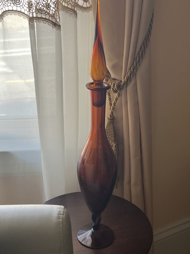 Vintage Golden Amber Empoli Genie Bottle Decanter - Picture 13 of 16