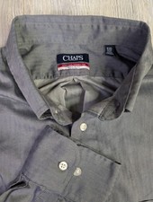 Chaps Essentials Wrinkle-Free Regular Fit Herringbone Dress Shirt Gray XXL