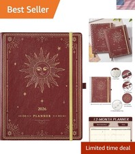 Elegant 2026 Leather Planner - 9"x11", Weekly Monthly Layouts Plus Accessories