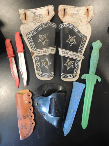 Toy Texas Ranger Vintage Leather Cap Gun Holsters Plastic Knives ...