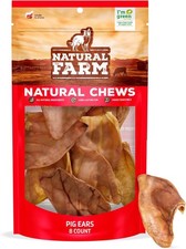 Natural Farm Pig Ears for Dogs 8-Count , One Ingredient: Natural Whole Pigs Ear