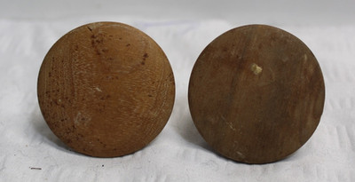 Lot of 2 Antique Vintage Rustic Bare Wooden Drawer Pull Knobs 2'' D x 1'' T
