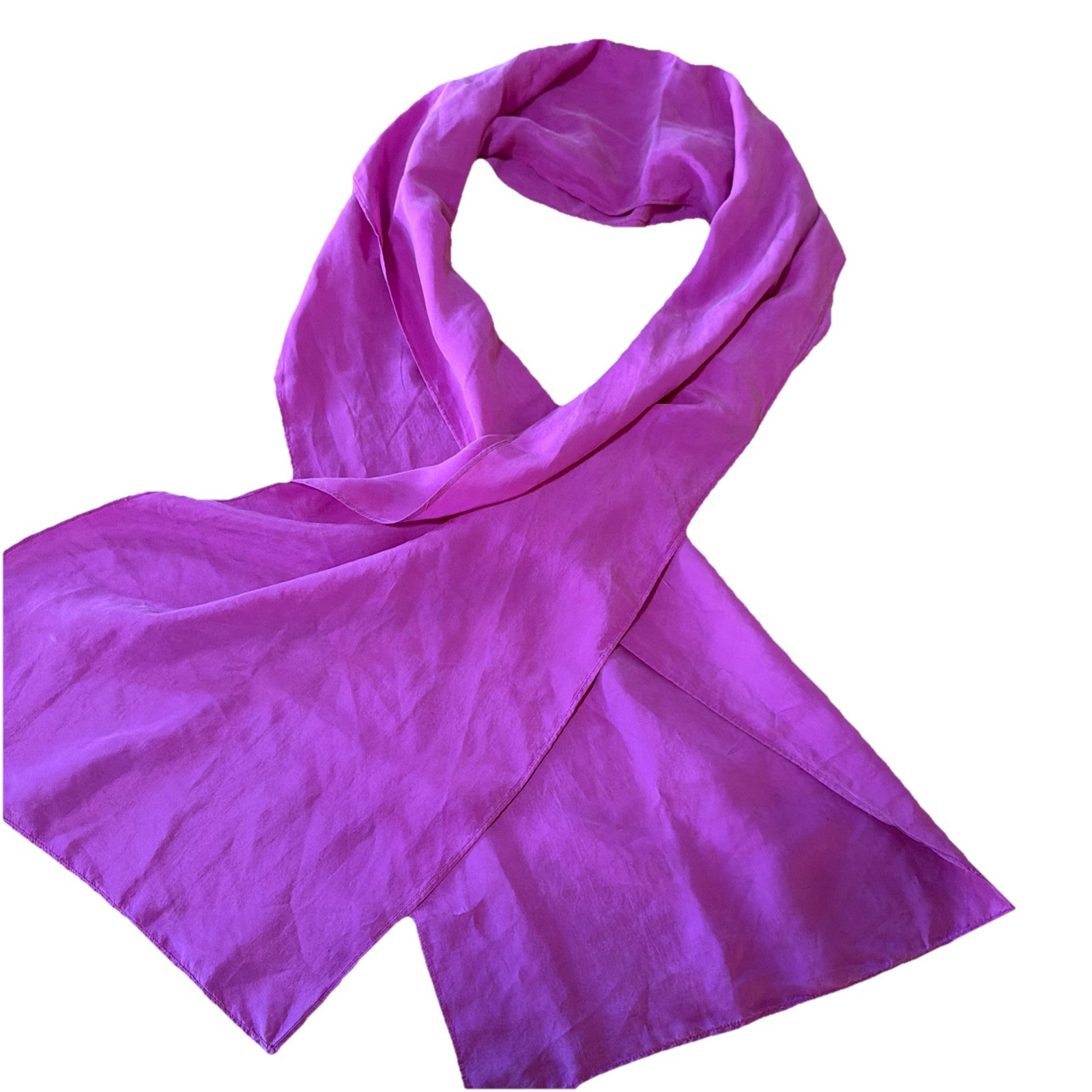 Vintage Vibrant Pink Silk Solid Rectangle Bright … - image 1