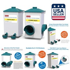 Automatic Chicken Cup Waterer  No-Waste Feeder Set - 2 Gallon/10 Pound Capacity
