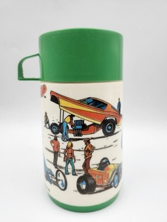 RARE 1975 ALADDIN DRAG STRIP THERMOS CLEAN & GREAT GRAPHICS!