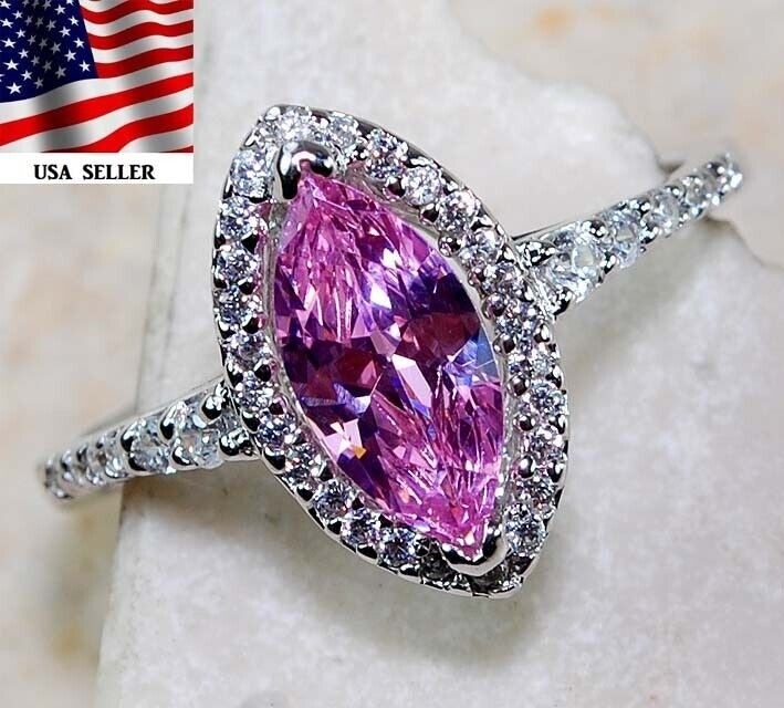 1CT Heat Treated Pink Topaz 925 Sterling Silver Ring Jewelry Sz 6 G1-1