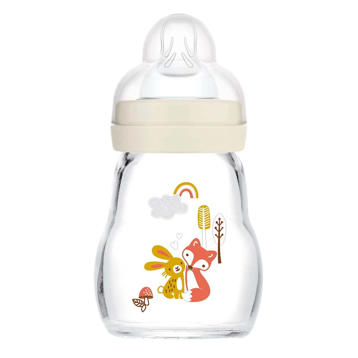 Mam Feel Good Glass Baby Bottle Medium Flow Teat 1 Pack Temperature Resistant