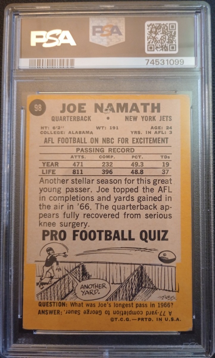 1968 Milton Bradley Win-A-Card Game - 1967 Topps Football Joe