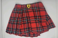 Sport Kilt Made in USA Kids L Red Plaid Pleated Adjustable Waist Clan MacGregor