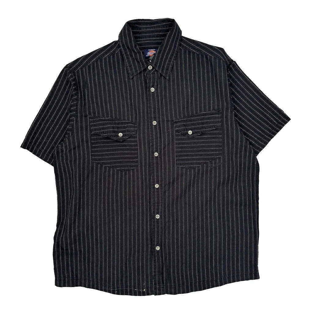 Dickies Pinstripe Short Sleeve Shirt - XL Black Cotton