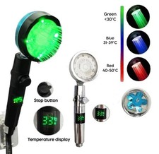 High Pressure LED Shower Head with Digital Temperature Display & Color Lights