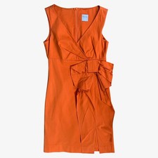 Vintage Y2K Women's Red Valentino Orange Bow Dress, Small Retro Garavani Summer