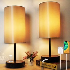 Set Of 2 Bedside Table Lamps Touch Control 3way Dimmable Nightstand Lights With