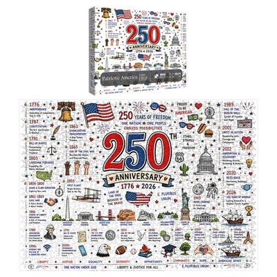 250th Patriotic Puzzle 1000 Pcs Patriotic Games Decoration 1776-2026 Puzzle