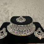 Silver Tone Clear Crystal & Rhinestone Jewelry Set Necklace Earrings Ring — photo 2