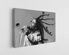 Reggae Music Icon Canvas Bob Marley Wall Art Black White Concert Print