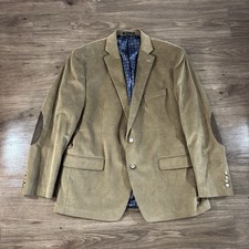 Lauren Ralph Lauren Tan Corduroy Sport Coat Blazer Elbow Patches 44R Cotton