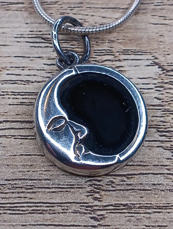 Kabana Cresent 月亮和黑色玛瑙镶嵌项链绝对华丽链条更换 — 第 4/4 张图片