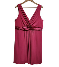 David's Bridal Dress Sz 20 Pink Sleeveless Surplice Pleated Mini Party Wedding