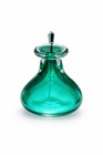 HAND BLOWN BEAUTIFUL GREEN GLASS PERFUME BOTTLE WITH GLASS STOPPER.  ART GLASS — photo 1