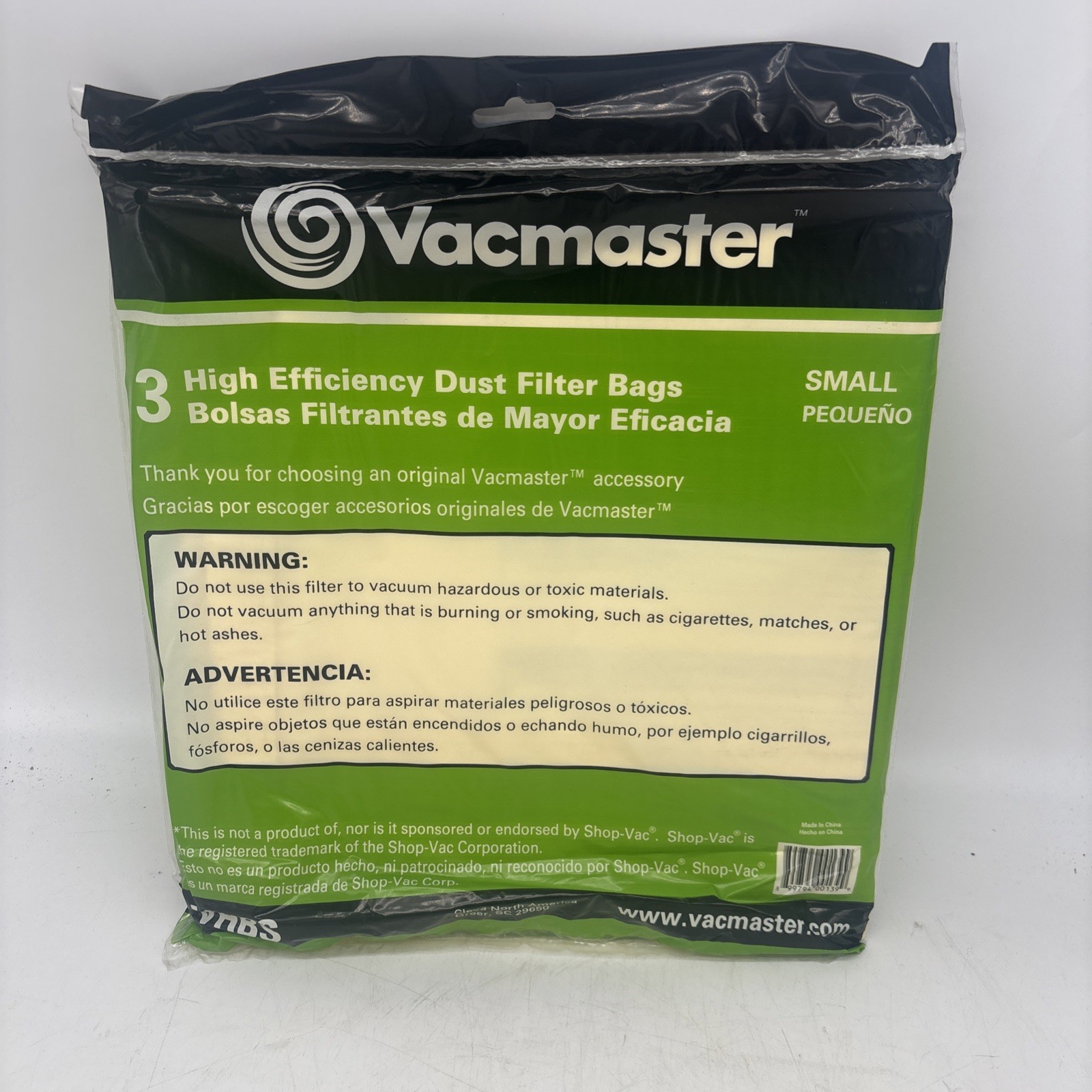 Vacmaster VHBS 5-6 Gallon High Efficiency Dust Vacuum Bag 3-